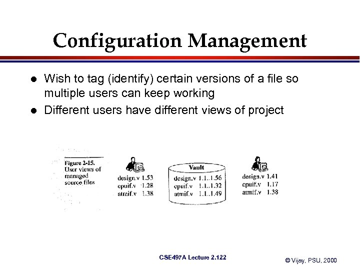 Configuration Management l l Wish to tag (identify) certain versions of a file so