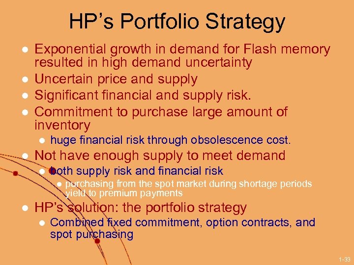 HP’s Portfolio Strategy l l Exponential growth in demand for Flash memory resulted in