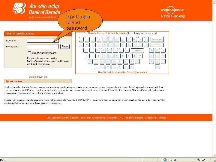 Input Login Id and password 