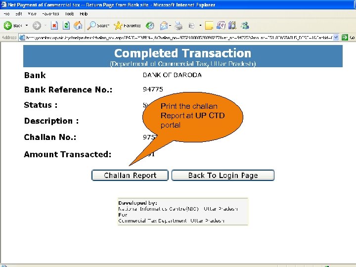 Print the challan Report at UP CTD portal 