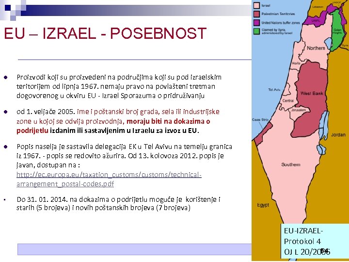 EU – IZRAEL - POSEBNOST Proizvodi koji su proizvedeni na područjima koji su pod