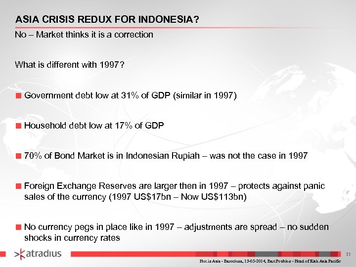 ASIA CRISIS REDUX FOR INDONESIA? No – Market thinks it is a correction What
