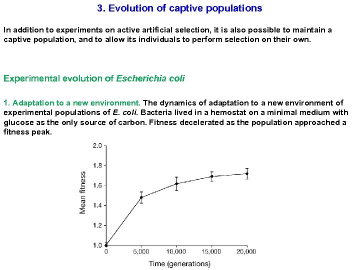 3. Evolution of captive populations In addition to experiments on active artificial selection, it