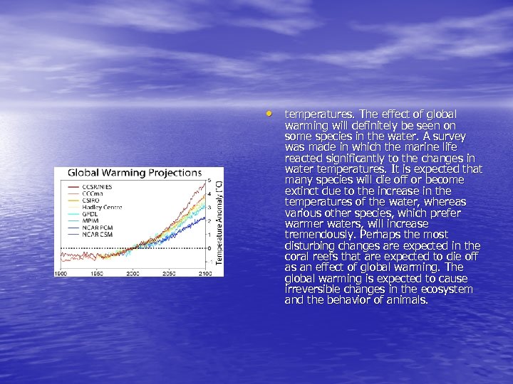  • temperatures. The effect of global warming will definitely be seen on some