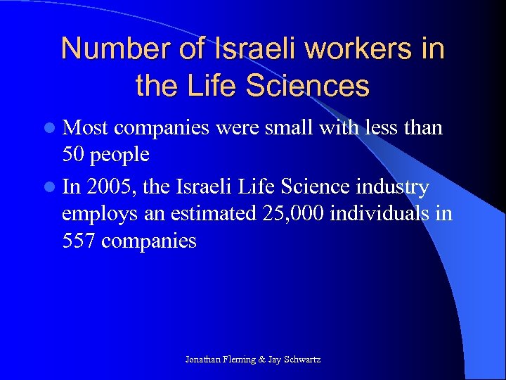 Number of Israeli workers in the Life Sciences l Most companies were small with