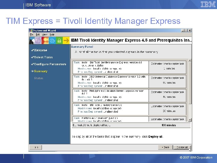 IBM Software TIM Express = Tivoli Identity Manager Express © 2007 IBM Corporation 