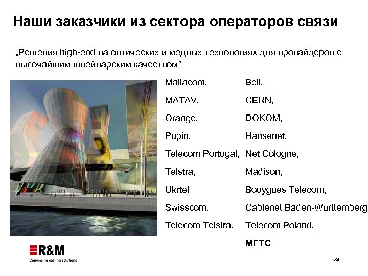 Наши заказчики из сектора операторов связи „Решения high-end на оптических и медных технологиях для