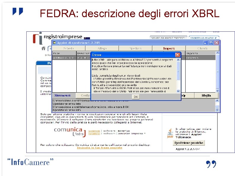 FEDRA: descrizione degli errori XBRL 
