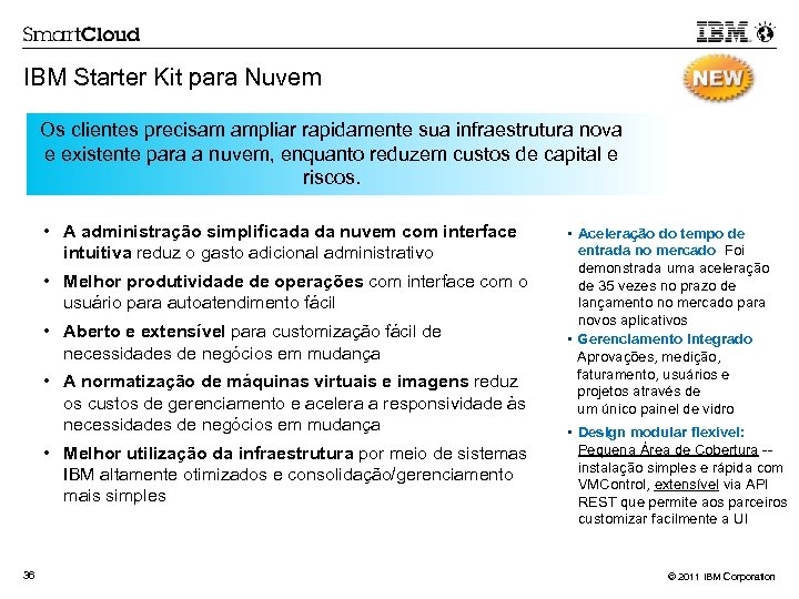 IBM Starter Kit para Nuvem Os clientes precisam ampliar rapidamente sua infraestrutura nova e
