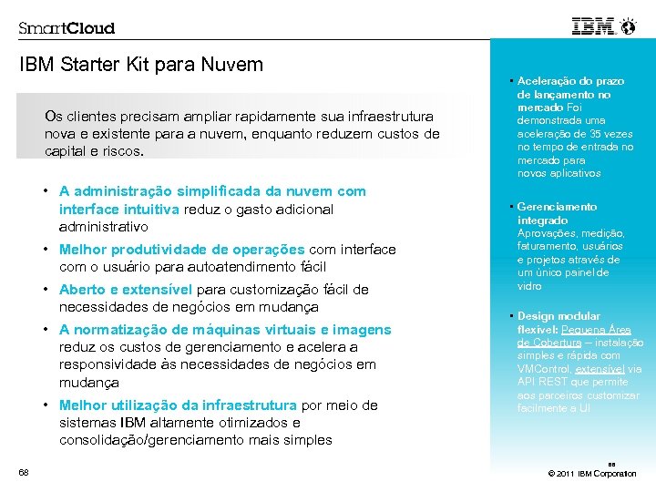 IBM Starter Kit para Nuvem Os clientes precisam ampliar rapidamente sua infraestrutura nova e