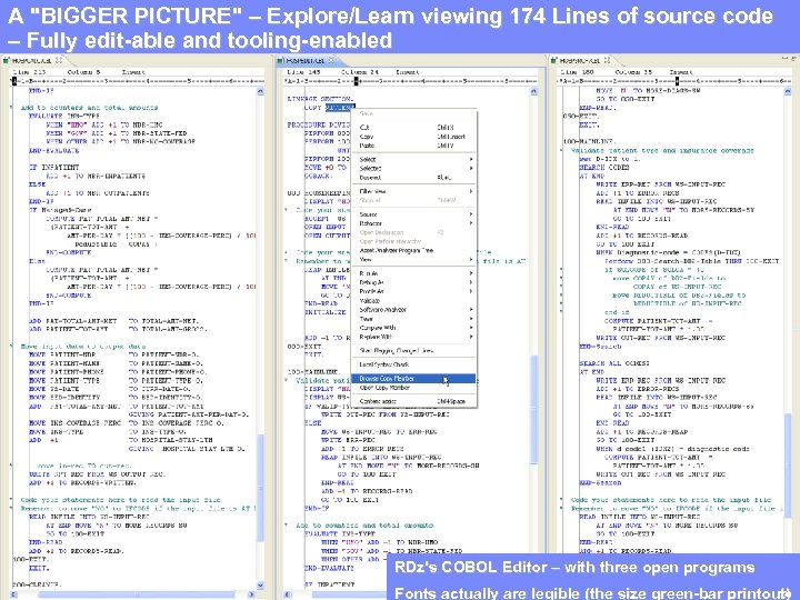 A "BIGGER IBM Software Group | Rational software viewing 174 Lines of source code