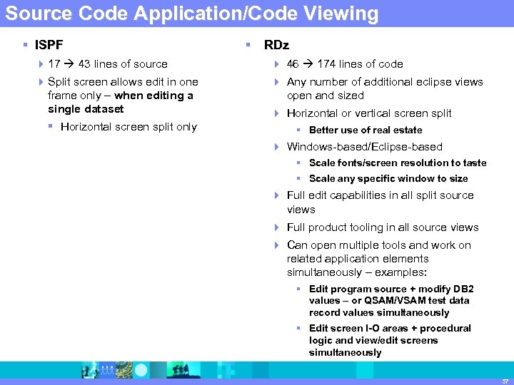 IBM Software Group | Rational software Source Code Application/Code Viewing § ISPF § RDz