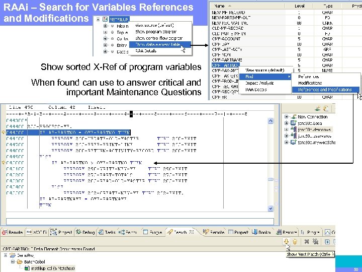 RAAi – Search Software Group | Rational software IBM for Variables References and Modifications