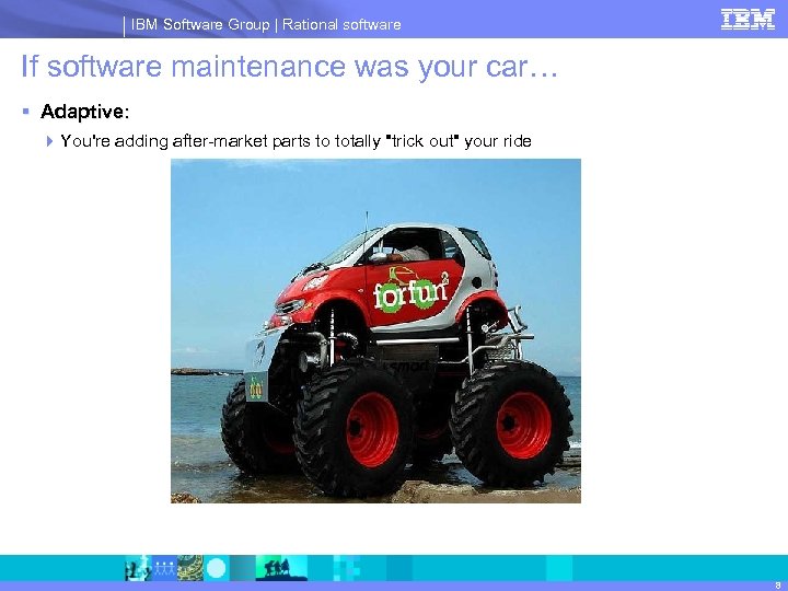 IBM Software Group | Rational software If software maintenance was your car… § Adaptive: