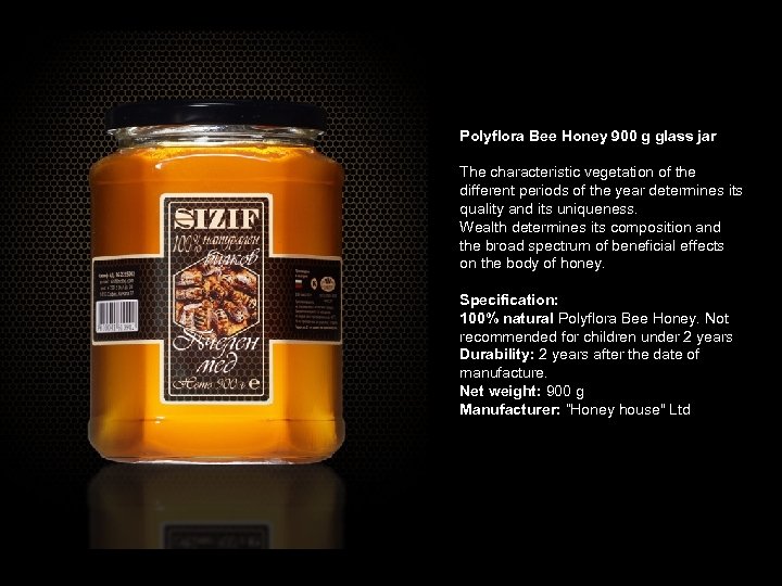 Polyflora Bee Honey 900 g glass jar The characteristic vegetation of the different periods