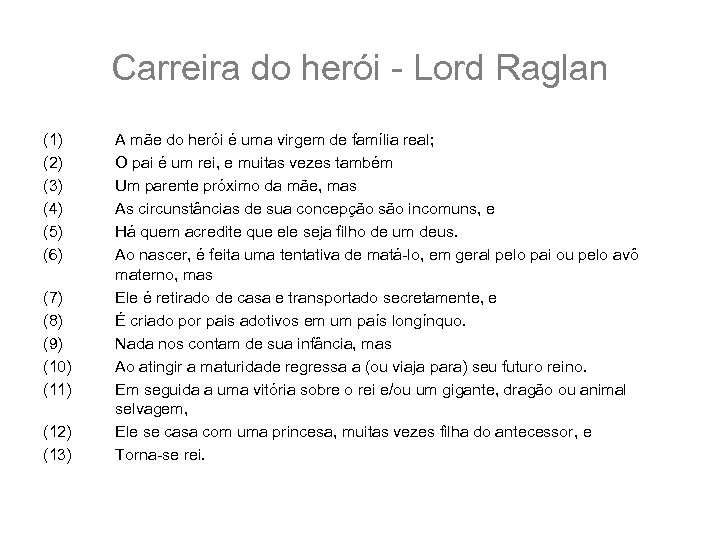 Carreira do herói - Lord Raglan (1) (2) (3) (4) (5) (6) (7) (8)