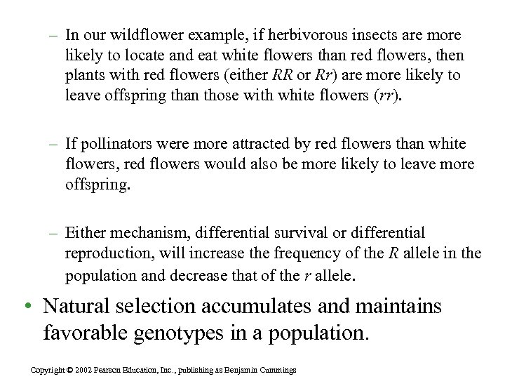 – In our wildflower example, if herbivorous insects are more likely to locate and
