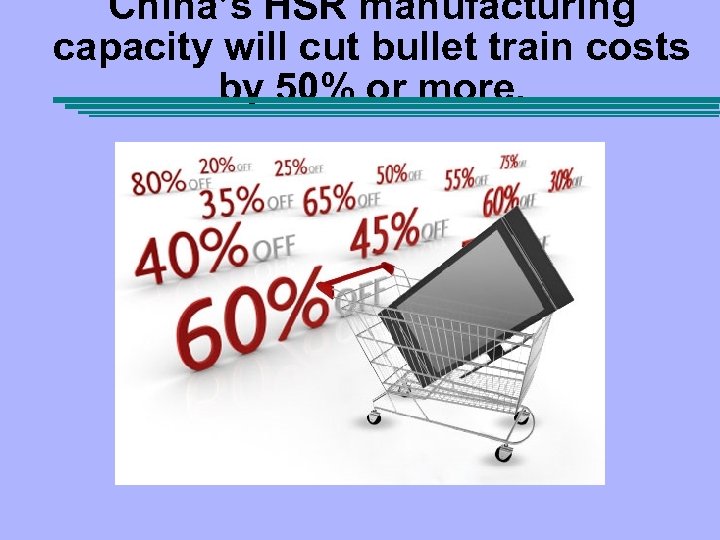 China’s HSR manufacturing capacity will cut bullet train costs by 50% or more. 