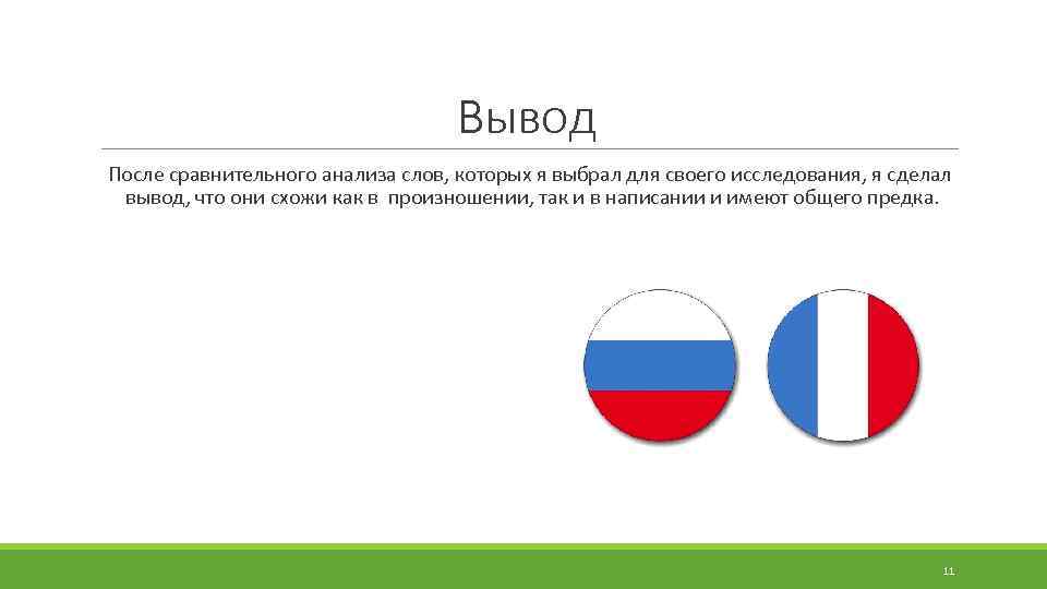 Вывод После сравнительного анализа слов, которых я выбрал для своего исследования, я сделал вывод,