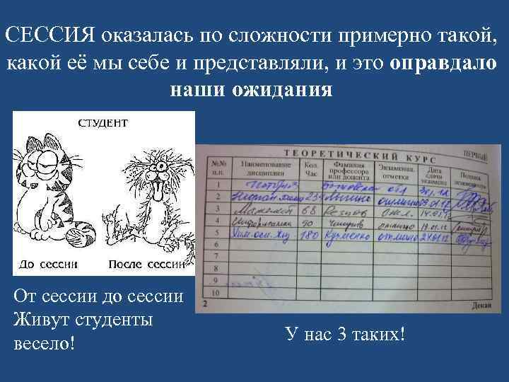 СЕССИЯ оказалась по сложности примерно такой, какой её мы себе и представляли, и это
