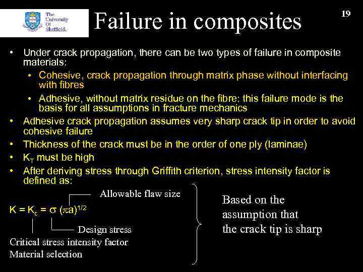 Failure in composites 19 • Under crack propagation, there can be two types of