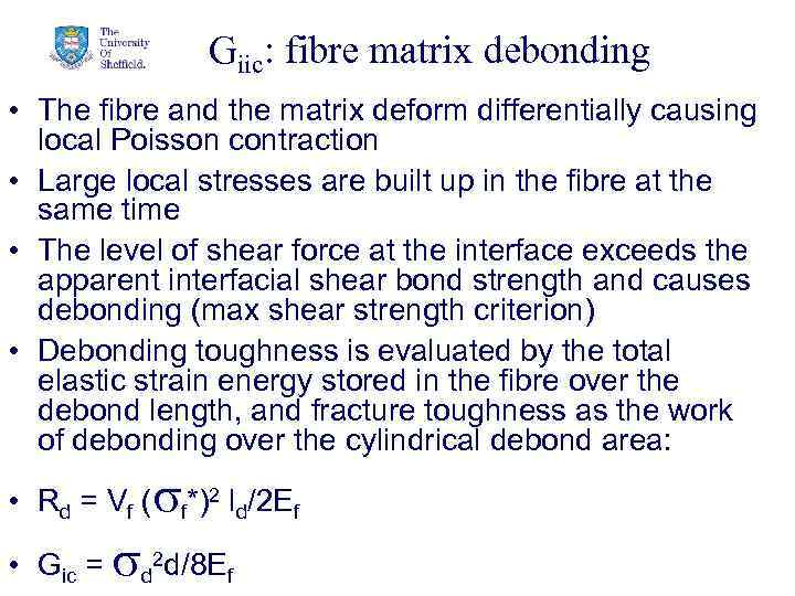 Giic: fibre matrix debonding 30 • The fibre and the matrix deform differentially causing