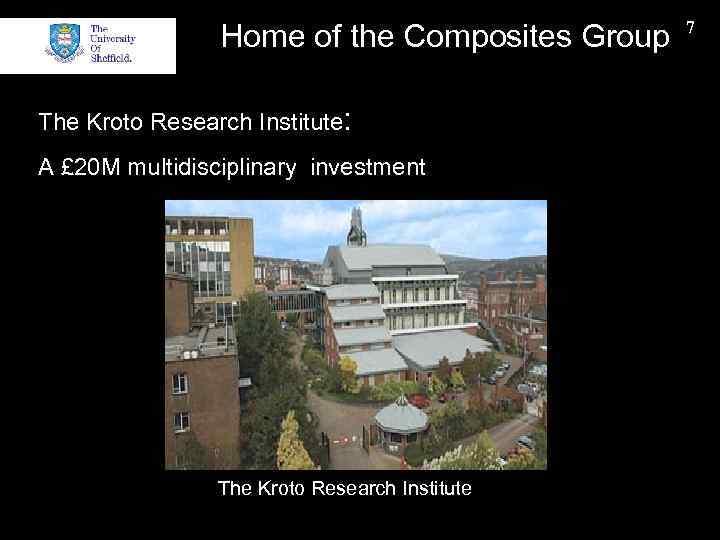 Home of the Composites Group The Kroto Research Institute: A £ 20 M multidisciplinary