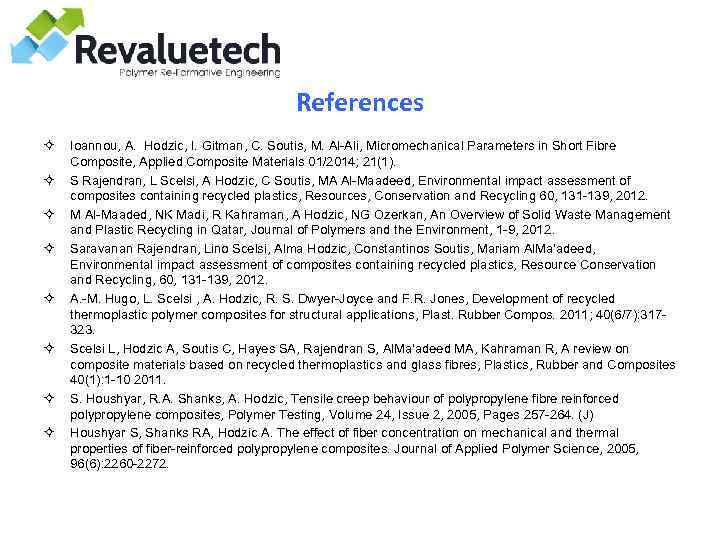 References ² ² ² ² Ioannou, A. Hodzic, I. Gitman, C. Soutis, M. Al-Ali,