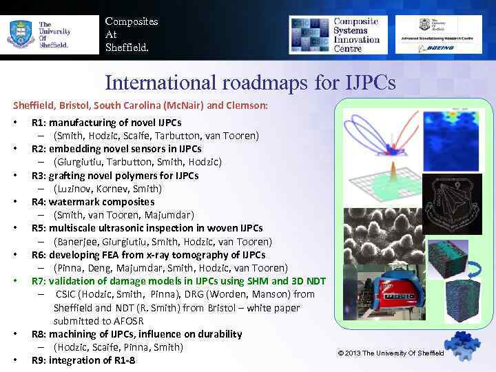 Composites At Sheffield. International roadmaps for IJPCs Sheffield, Bristol, South Carolina (Mc. Nair) and