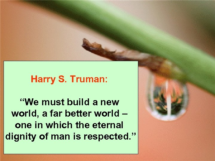 Harry S. Truman: “We must build a new world, a far better world –