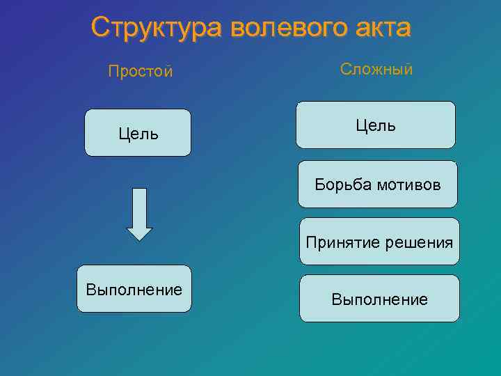 Этапы волевого действия в психологии схема