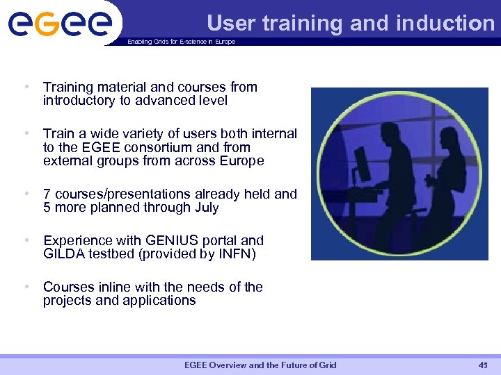 User training and induction Enabling Grids for E-science in Europe • Training material and
