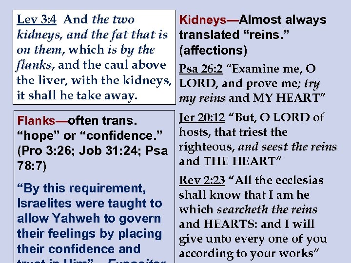 Lev 3: 4 And the two kidneys, and the fat that is on them,