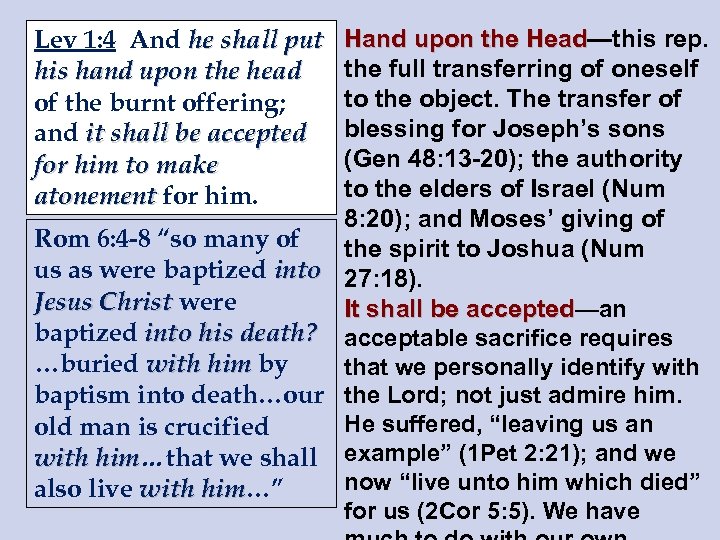 Lev 1: 4 And he shall put his hand upon the head of the