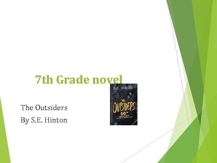 7 th Grade novel The Outsiders By S. E. Hinton 