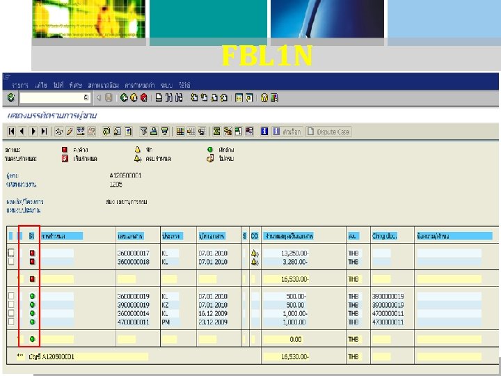 FBL 1 N : รายงานแสดงบรรทดรายการผขา ย 