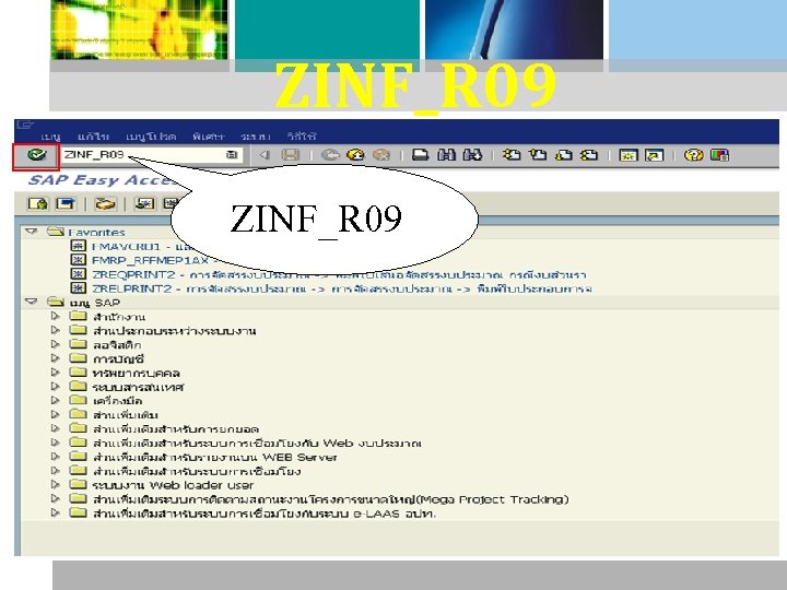 ZINF_R 09 : รายงานขอเบกเงนจากค ZINF_R 09 ลง 