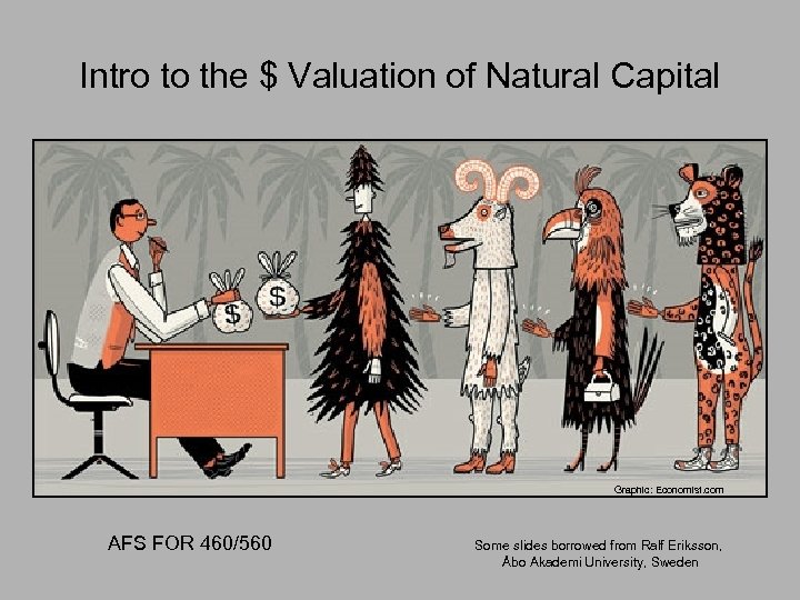Intro to the $ Valuation of Natural Capital Graphic: Economist. com AFS FOR 460/560