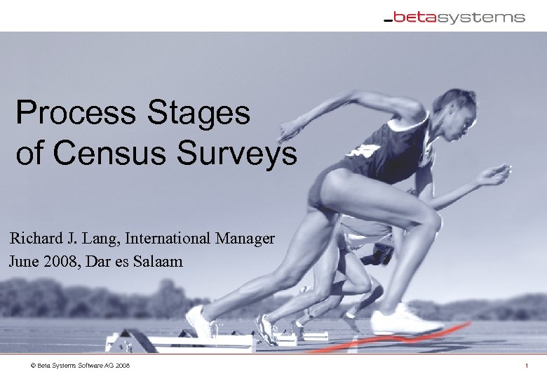 Process Stages of Census Surveys Richard J. Lang, International Manager June 2008, Dar es