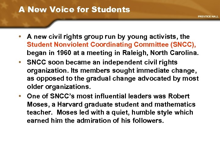 A New Voice for Students • A new civil rights group run by young