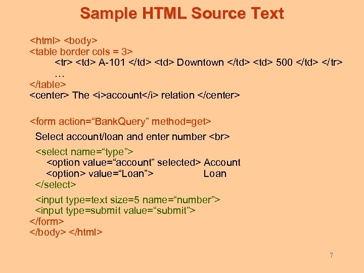 Sample HTML Source Text <html> <body> <table border cols = 3> <tr> <td> A-101