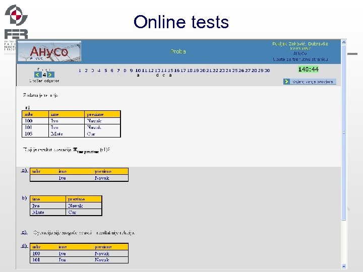 Online tests 