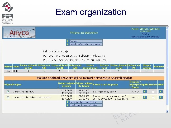Exam organization 