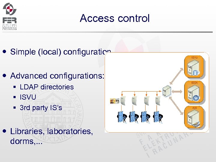 Access control Simple (local) configuration Advanced configurations: § LDAP directories § ISVU § 3
