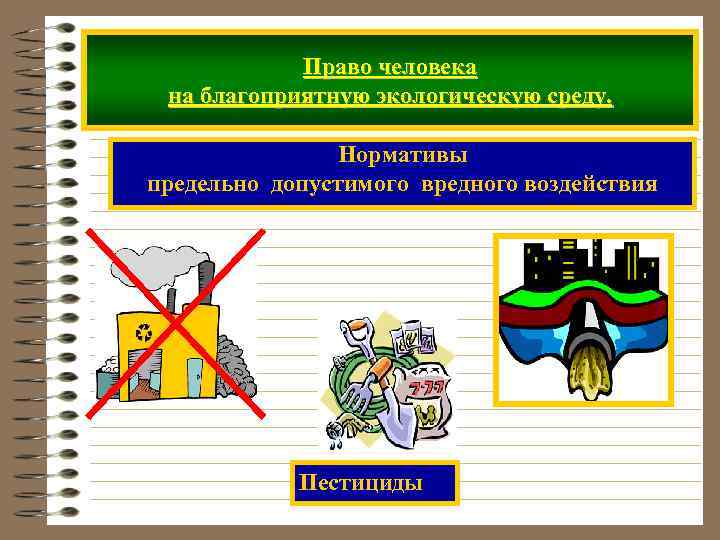 Право человека на благоприятную экологическую среду. Нормативы предельно допустимого вредного воздействия Пестициды 