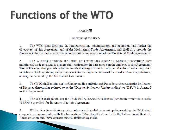 Functions of the WTO 