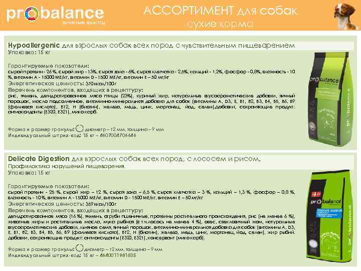 АССОРТИМЕНТ для собак сухие корма Hypoallergenic для взрослых собак всех пород с чувствительным пищеварением
