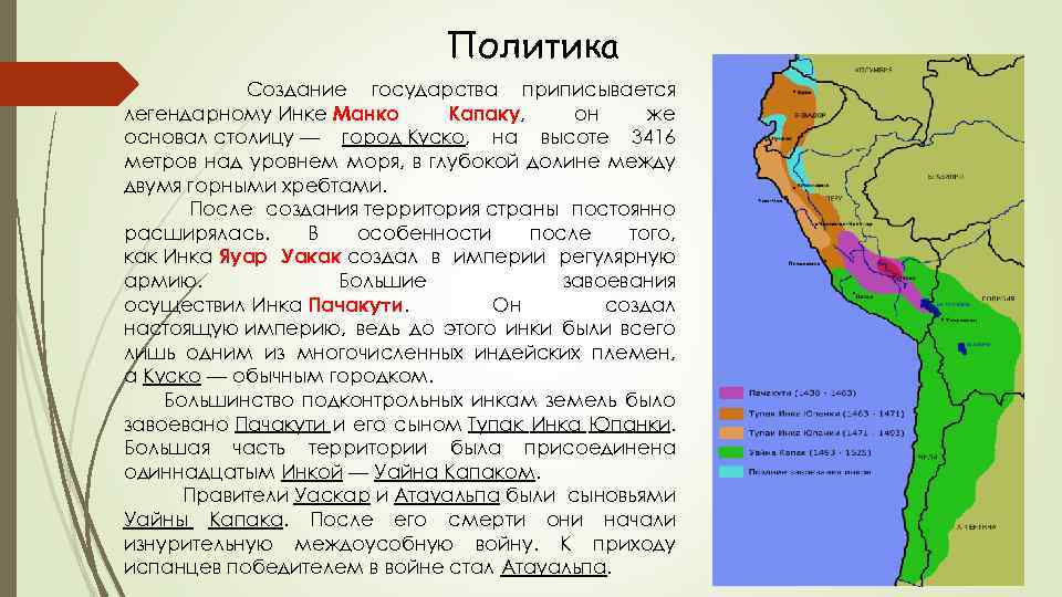 Карта империи инков