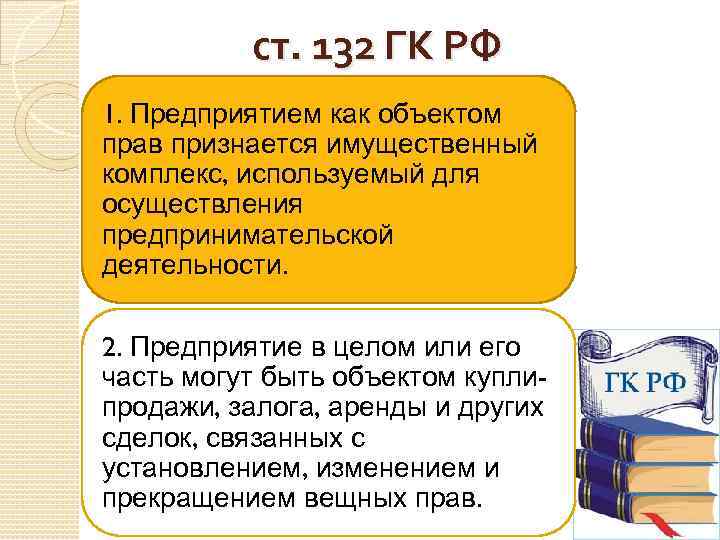 Ст 132 4. Ст 132 ГК РФ. Предприятием как объектом прав признается имущественный комплекс. Статья 132 гражданского кодекса. ГК РФ статья 132. Предприятие.