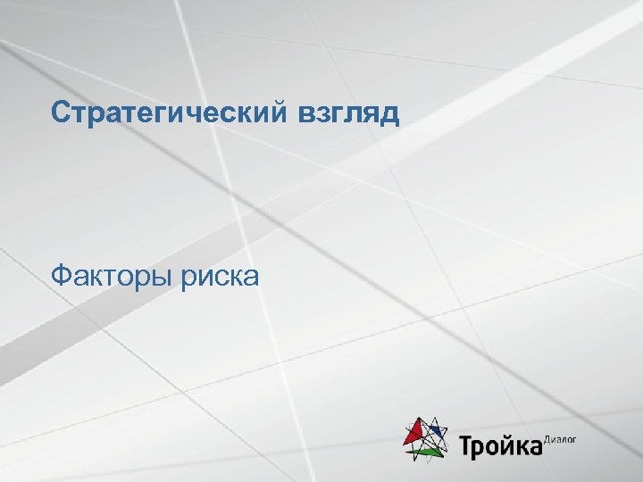  Стратегический взгляд Факторы риска 15 Май 2012. Факторы риска. 
